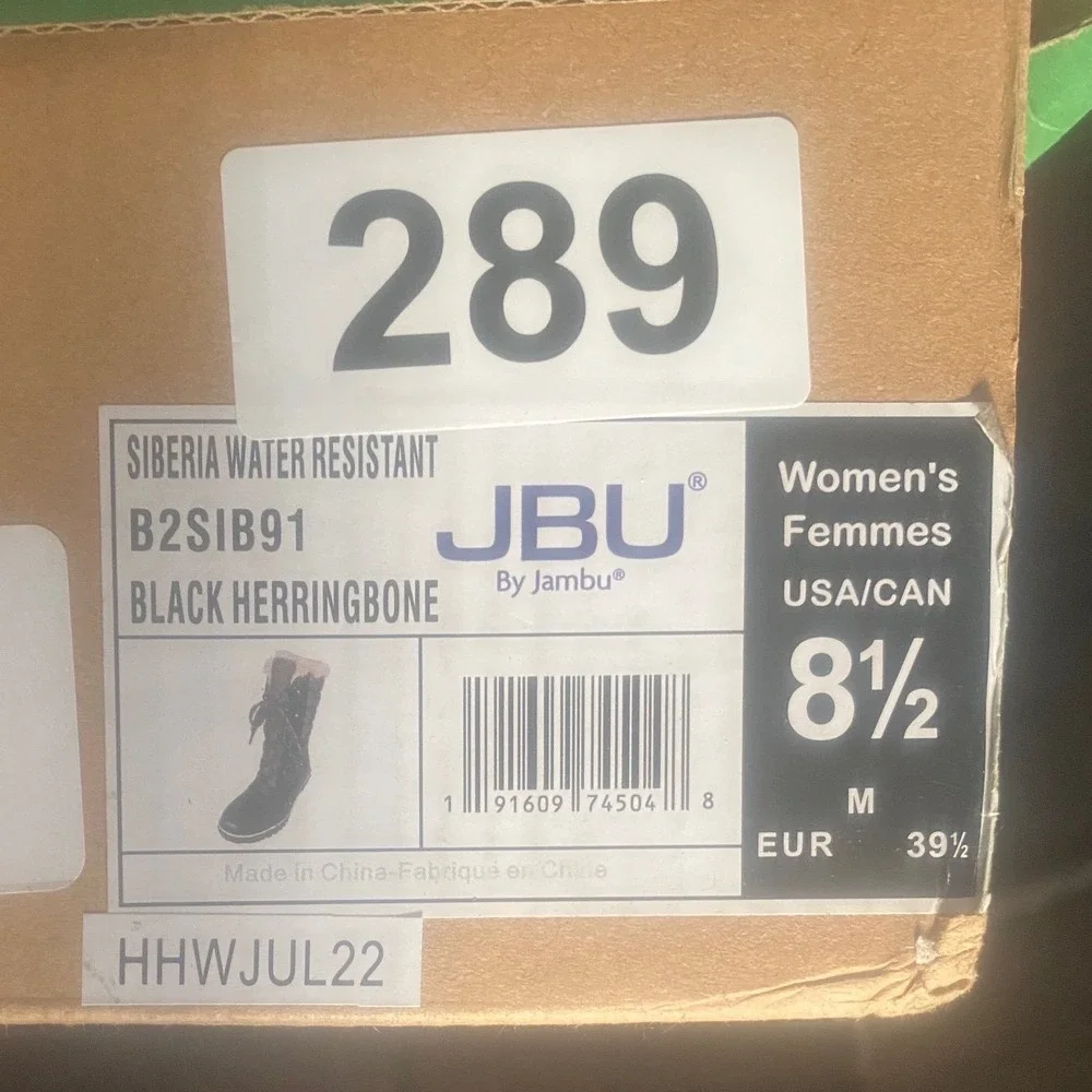 JBU by Jambu Siberia Water Resistant Winter Boots Black Herringbone B2SIB91 8.5M